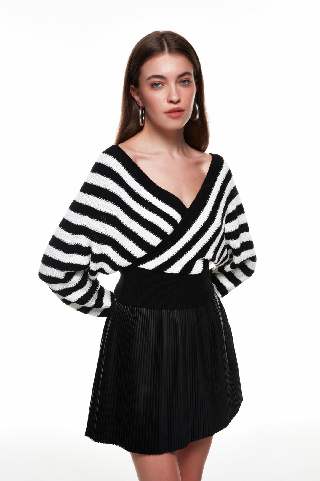 Long Sleeve Double Breasted Sweater Black