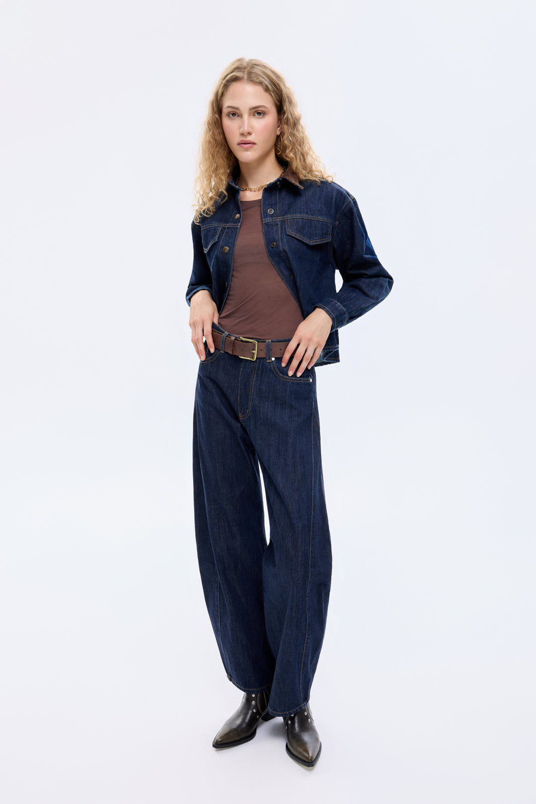 Yüksek Bel Baggy Kot Pantolon Lacivert