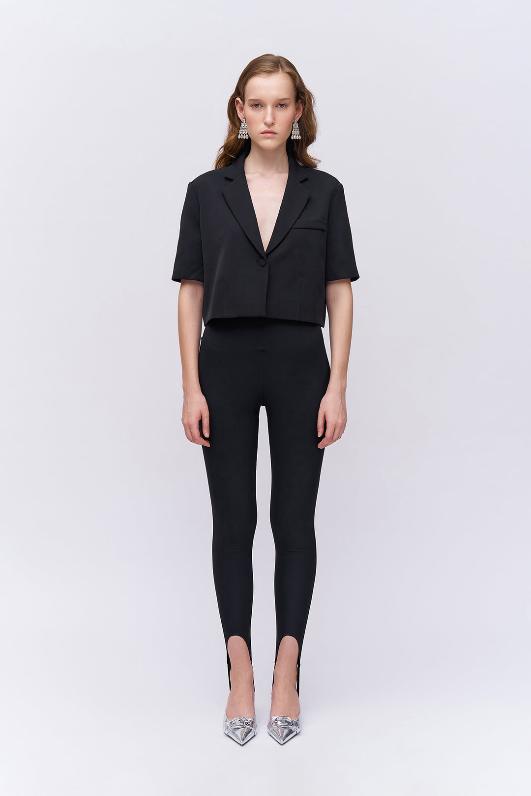 Ayak Bantlı Yüksel Bel Tayt Siyah