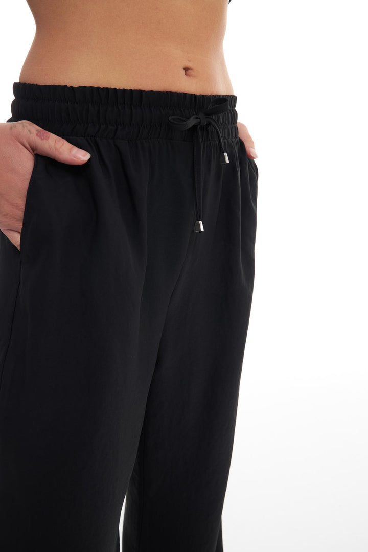 Elastic Waist Wide Leg Trousers Black