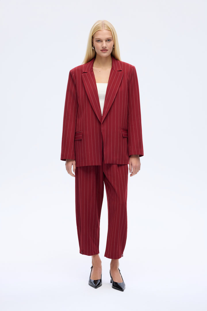 Çizgi Detaylı Blazer Ceket Bordo
