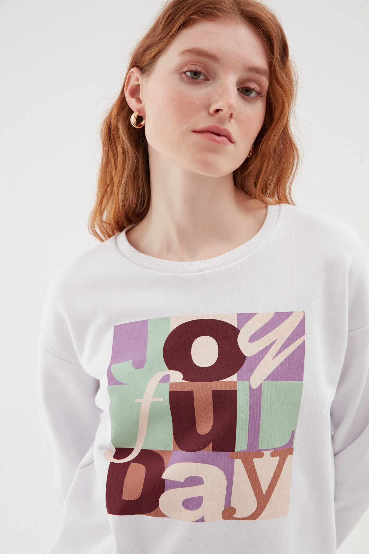 Printed Oversize Sweatshirt Ecru