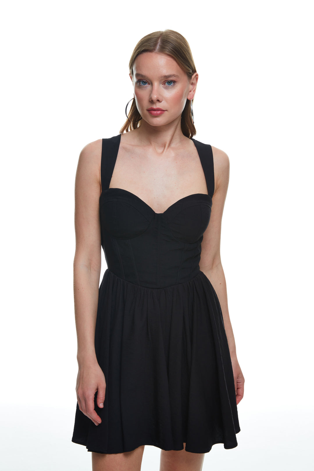 Bust Detailed Underwire Mini Dress Black