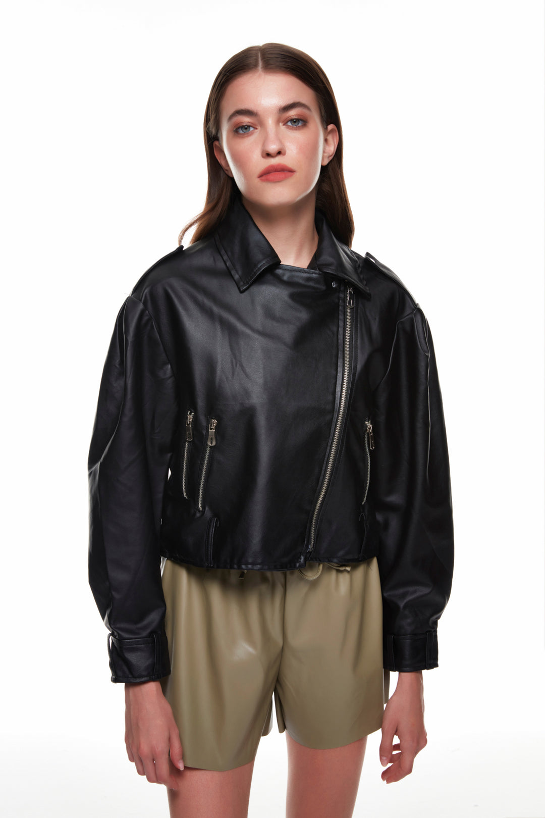Oversize Leather Jacket Black