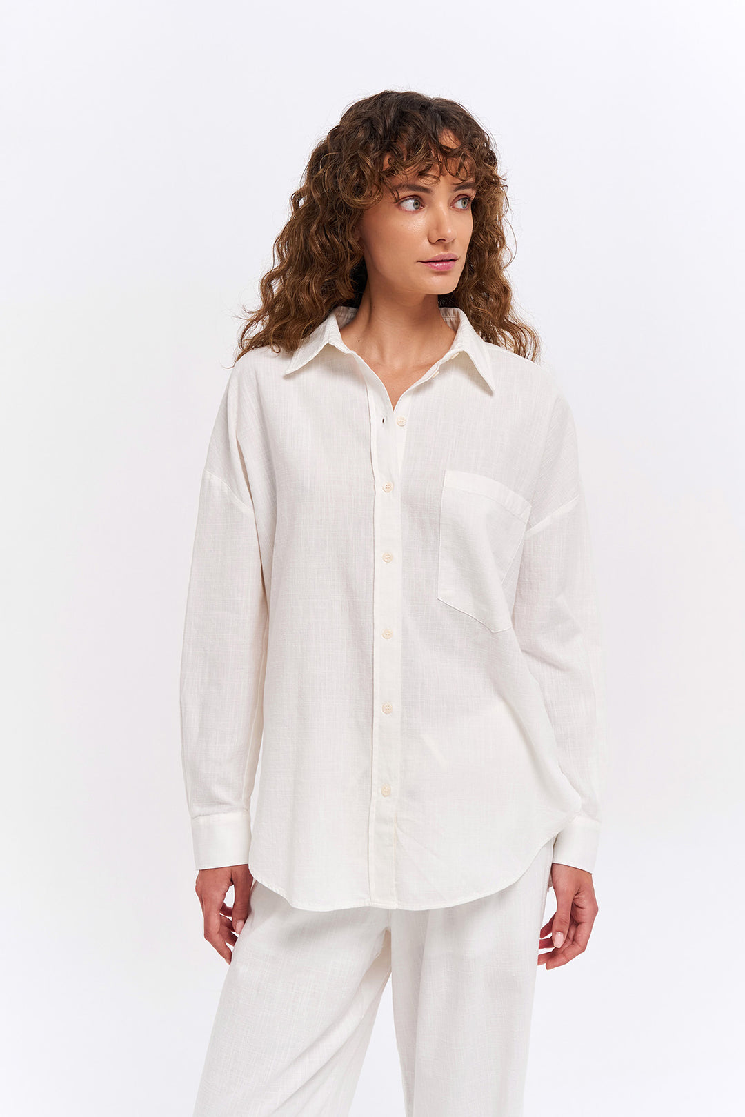 Keten Basic Gömlek Naturel