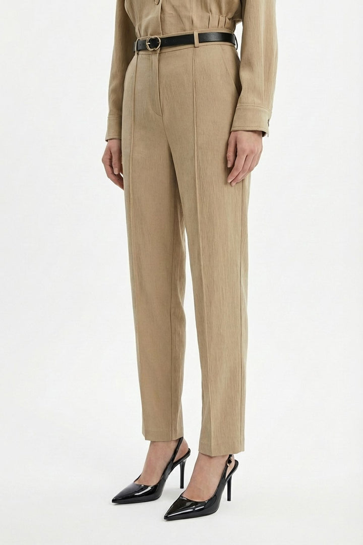 Kemerli Yüksek Bel Balon Pantolon Bej