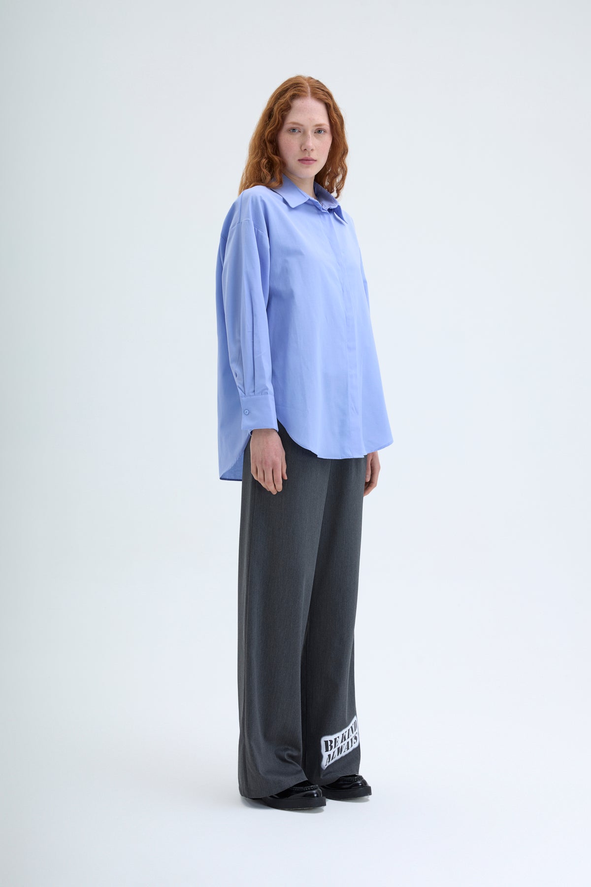 Oversize Basic Gömlek Koyu Mavi – QUZU