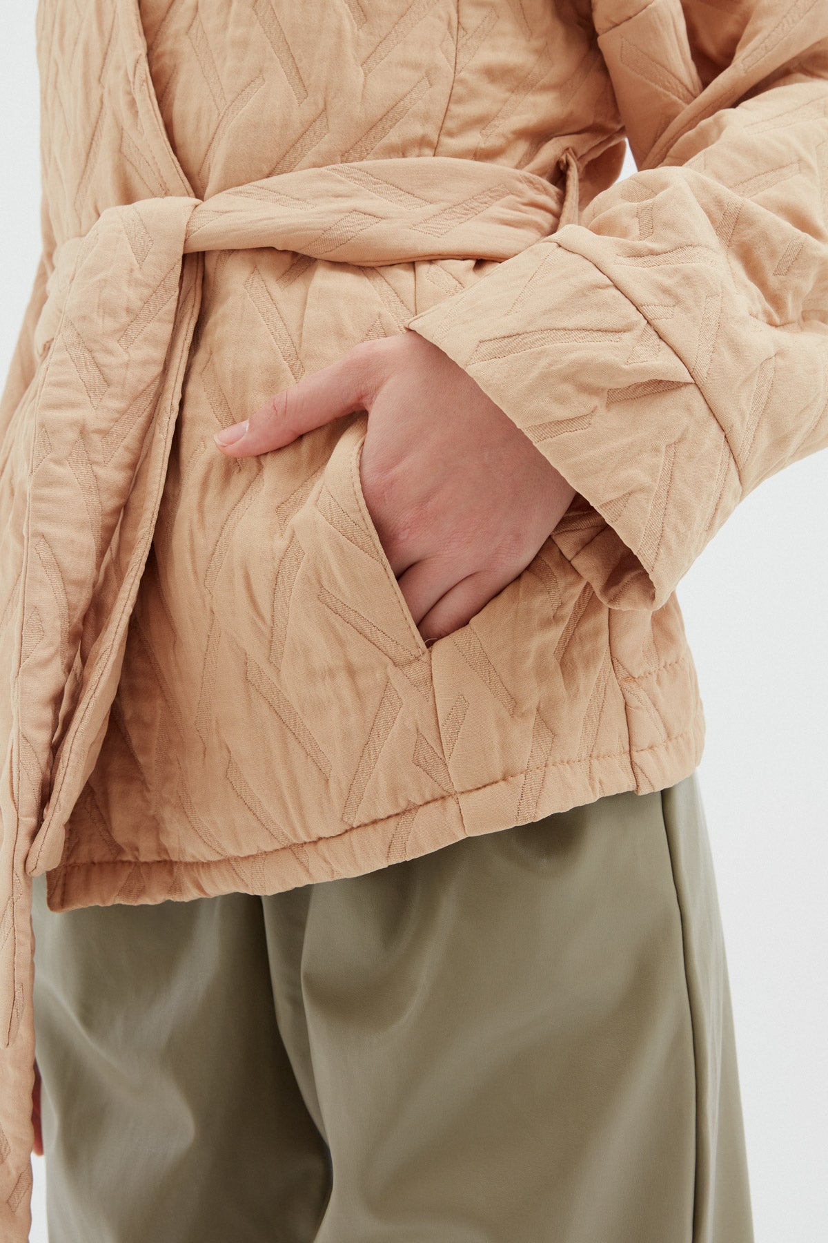 Bound Quilted Jacket Camel