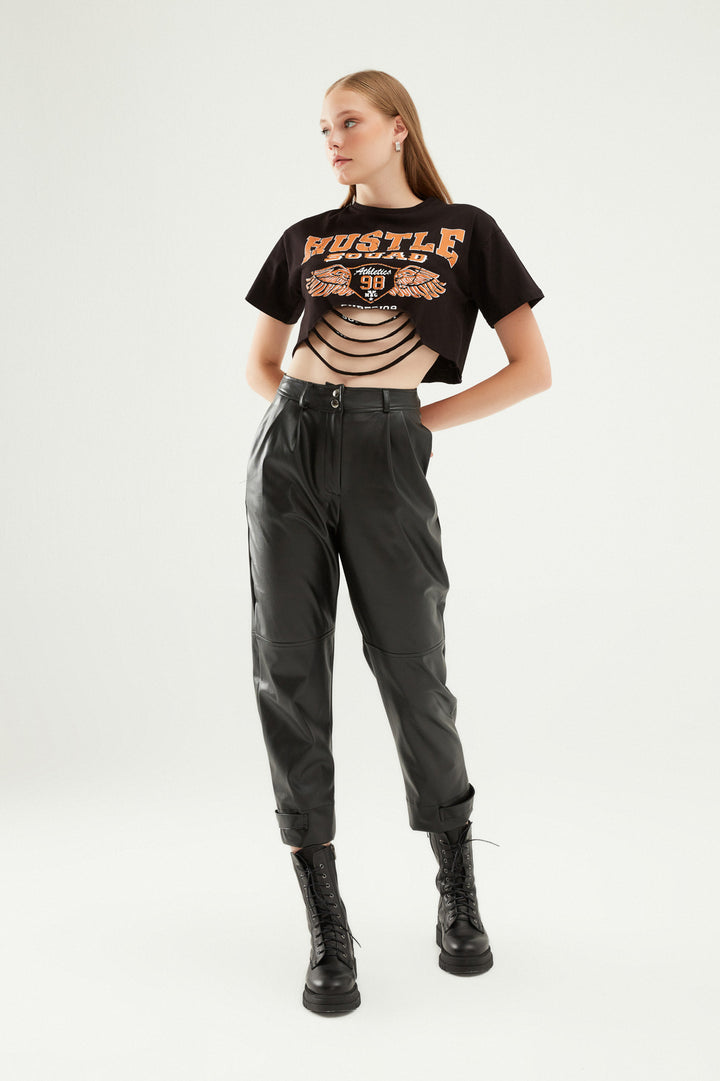 Printed Crop T-Shirt Black