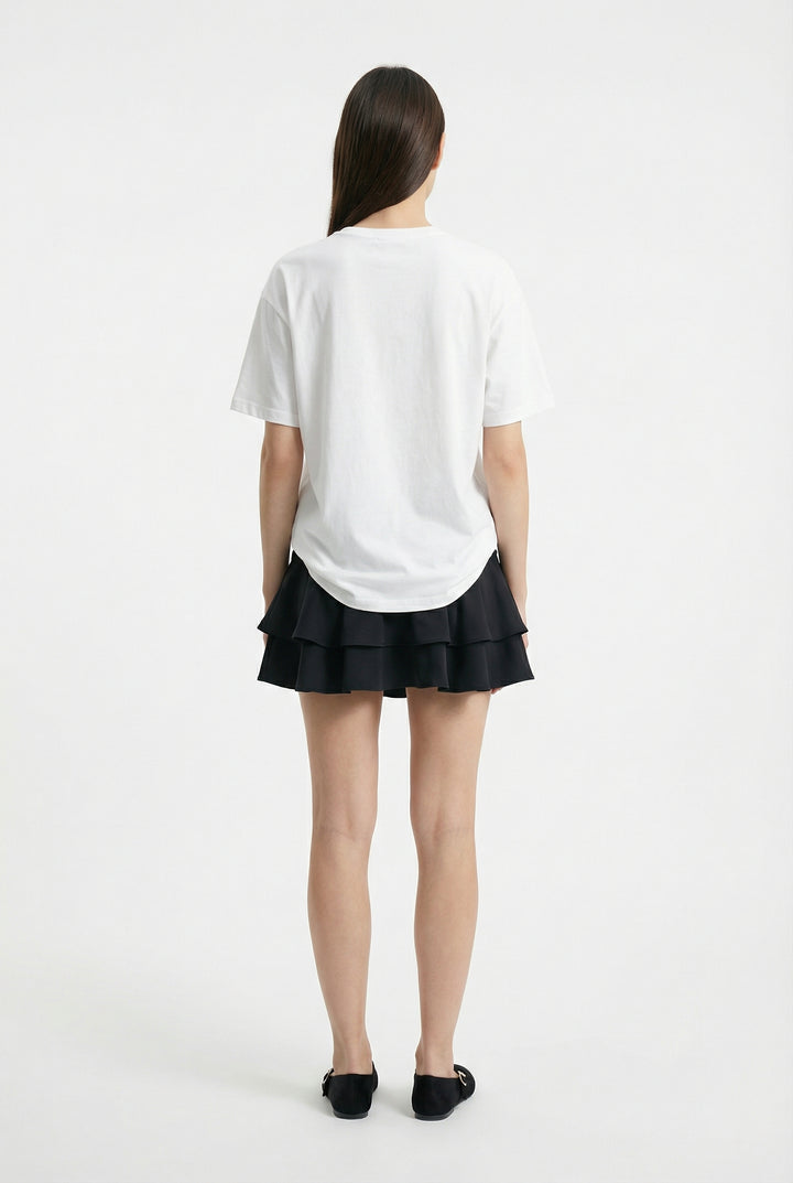 Summer Babe Baskılı Oversize Tişört Ekru