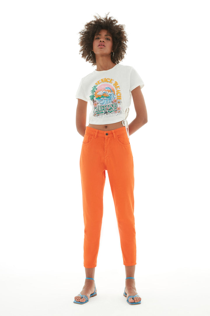 Gabardine Mom Jean Orange