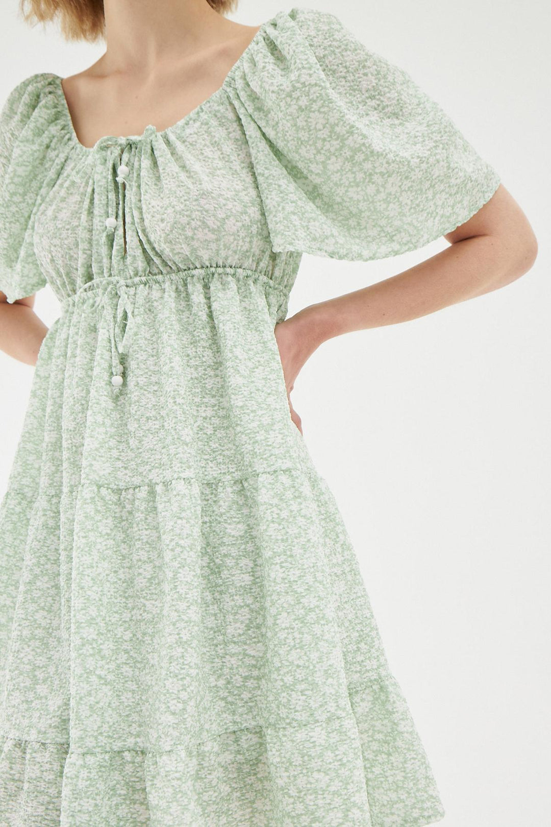 Bağlama Detaylı Mini Elbise Mint