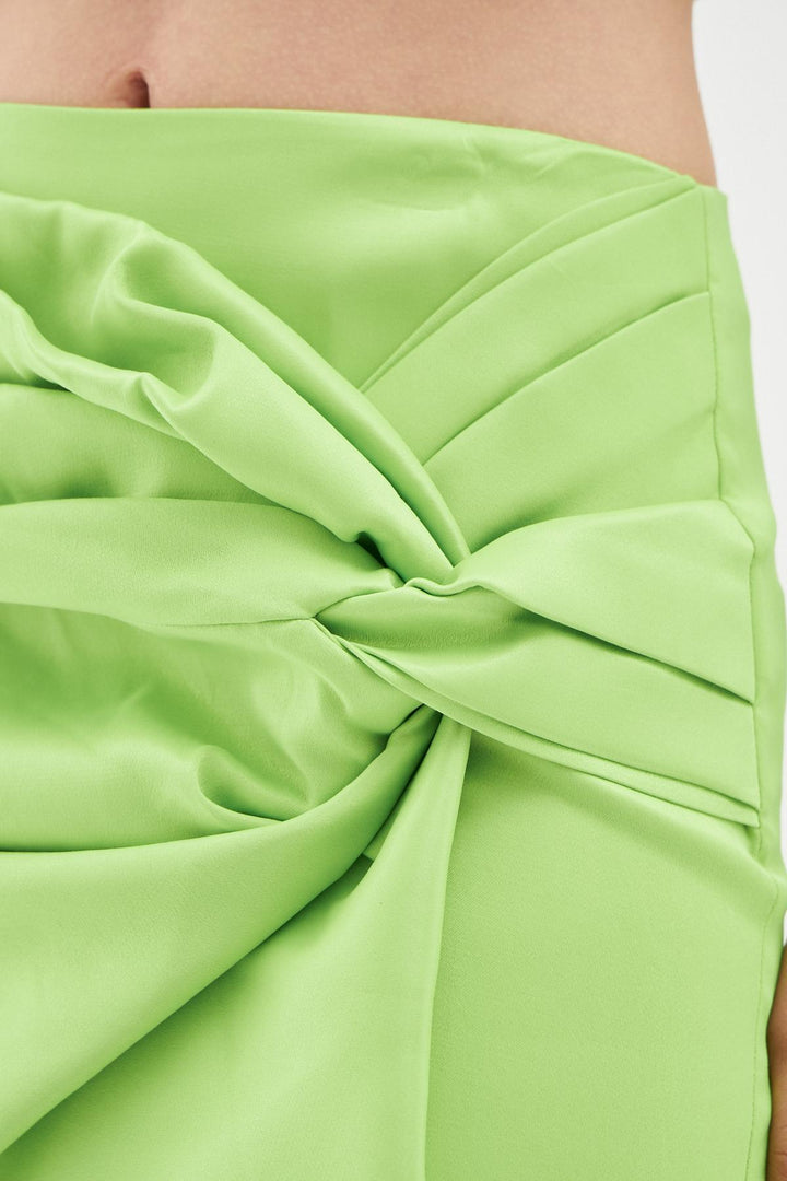 Satin Pleated Mini Skirt Green
