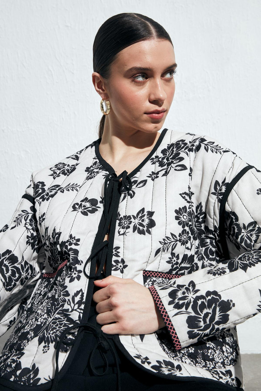 Çift Taraflı Desenli Ceket Siyah