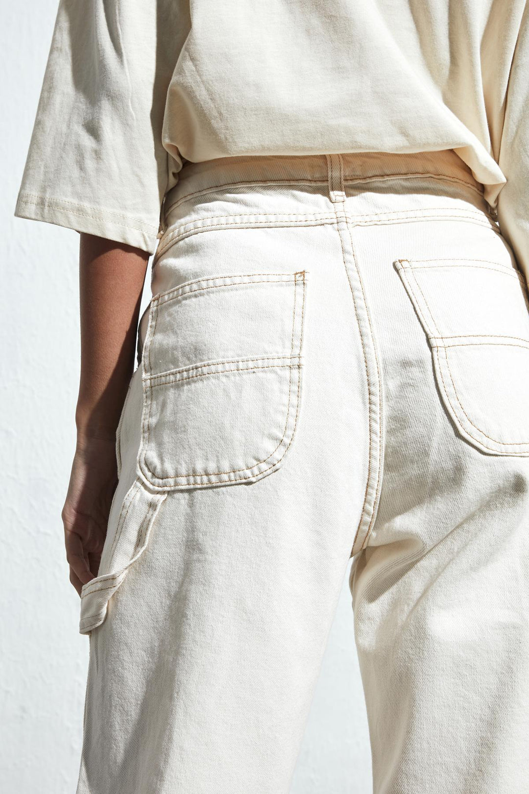 Wide Leg Cargo Jeans Stone