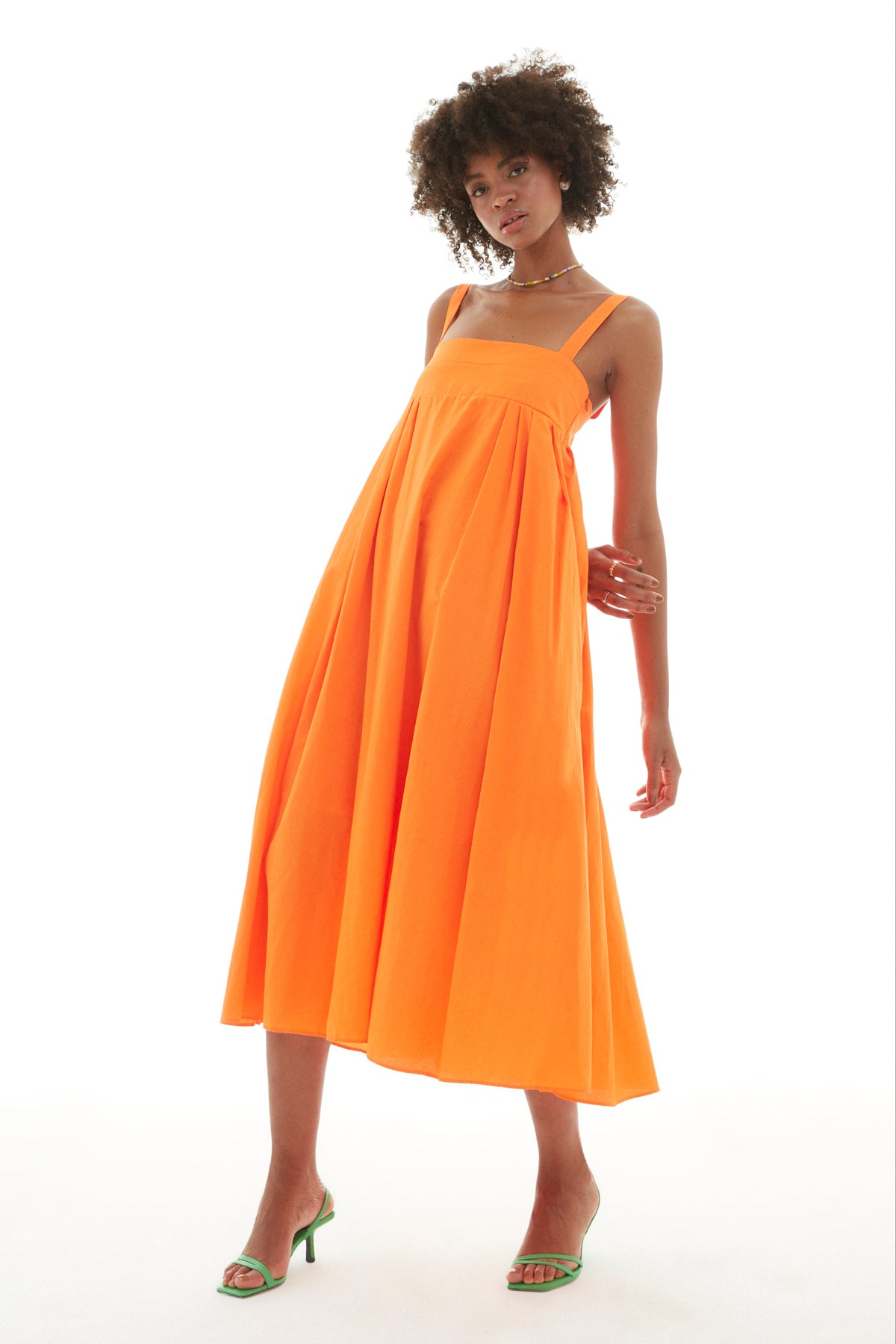 Strap Long Dress Neon Orange