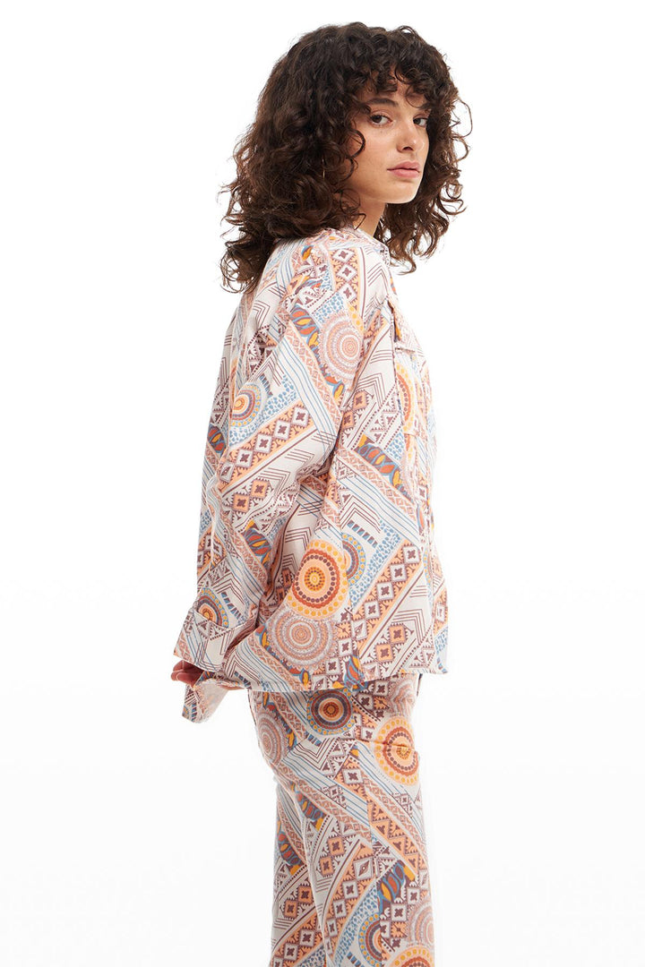 Desenli Mevsimlik Ceket Naturel