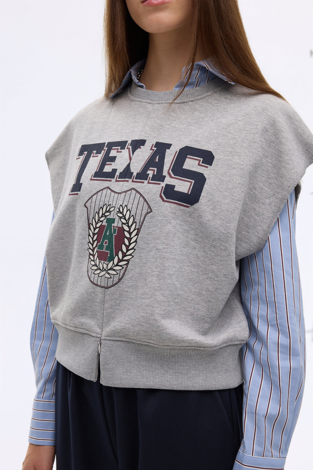 Texas Baskılı Beli Ribanalı Kolsuz Sweatshirt Grimelanj