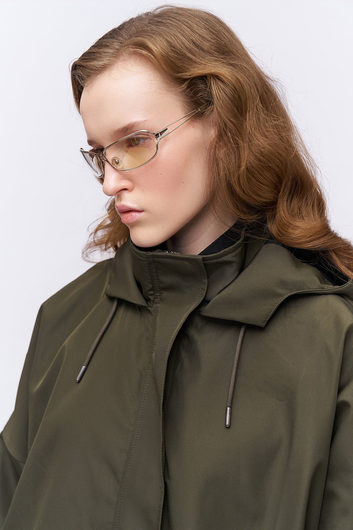 Oversize Hooded Trench Coat Khaki