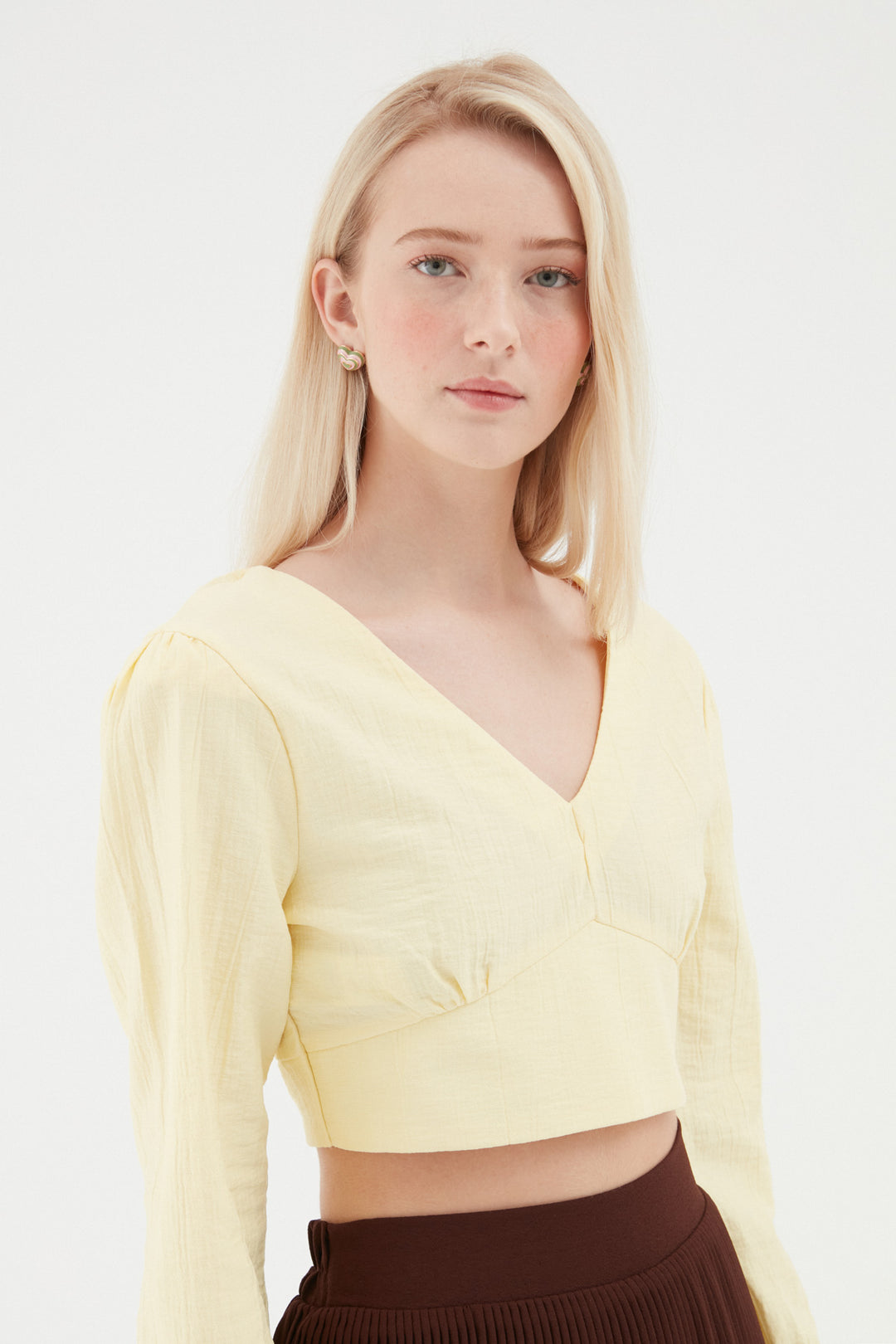 Low Back Crop Blouse Yellow