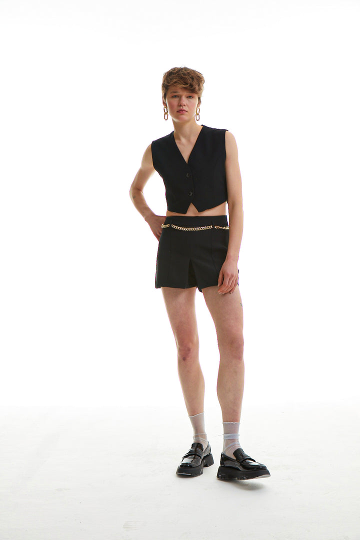 Chain Belt Shorts Black