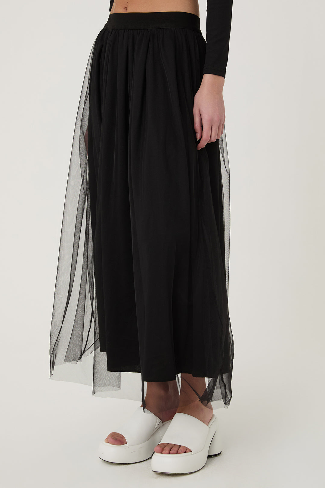 Tül Detaylı Etek Siyah