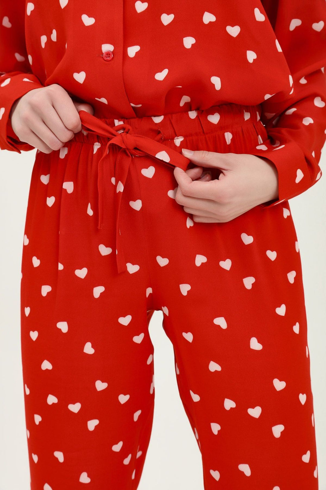 Kalpli Pijama Takımı Kırmızı