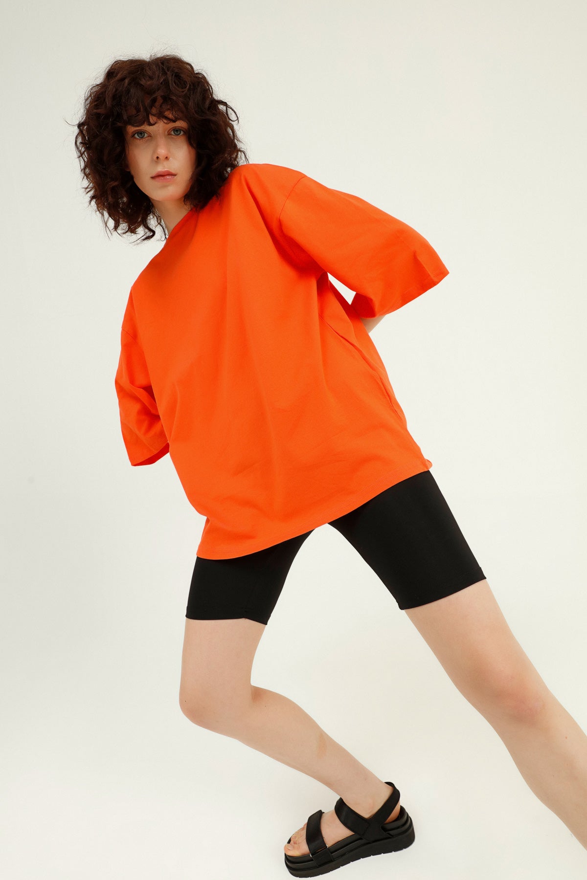 Trojan Sleeve Basic Oversize T-Shirt Orange
