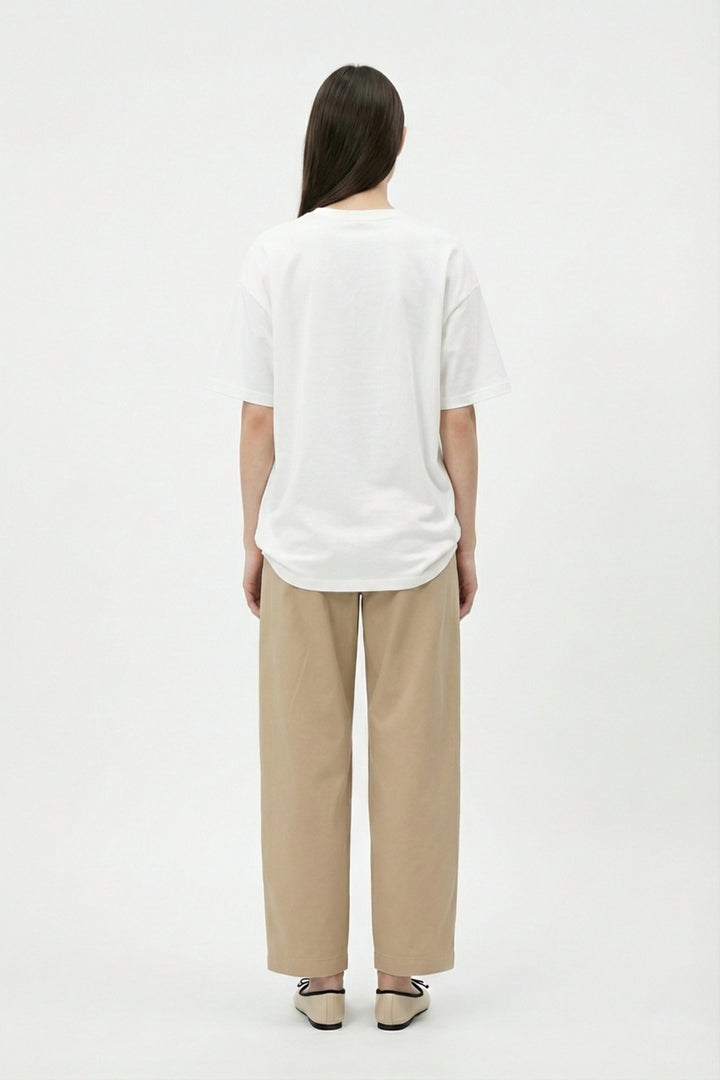 Pasta Lover Baskılı Oversize Tişört Beyaz