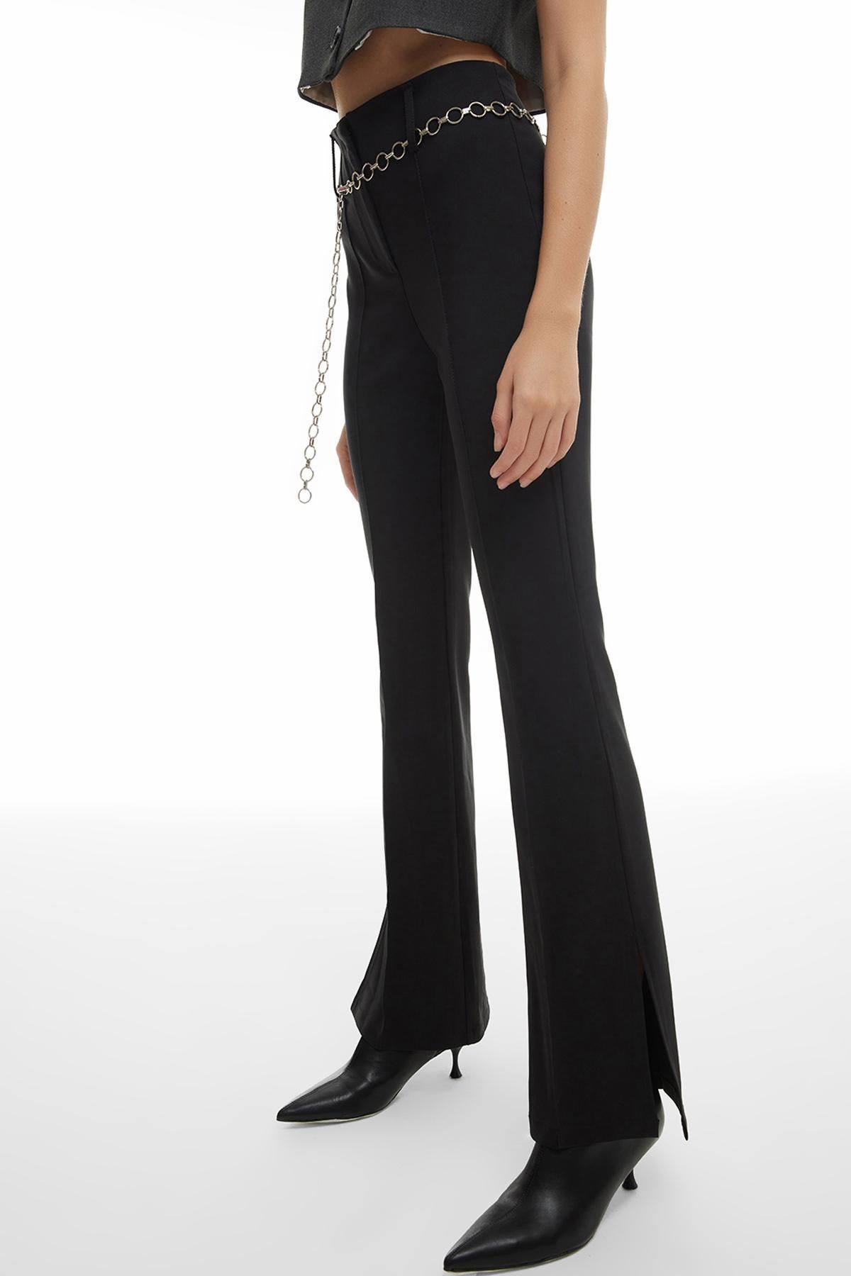 Waist Belt High Waist Trousers Black