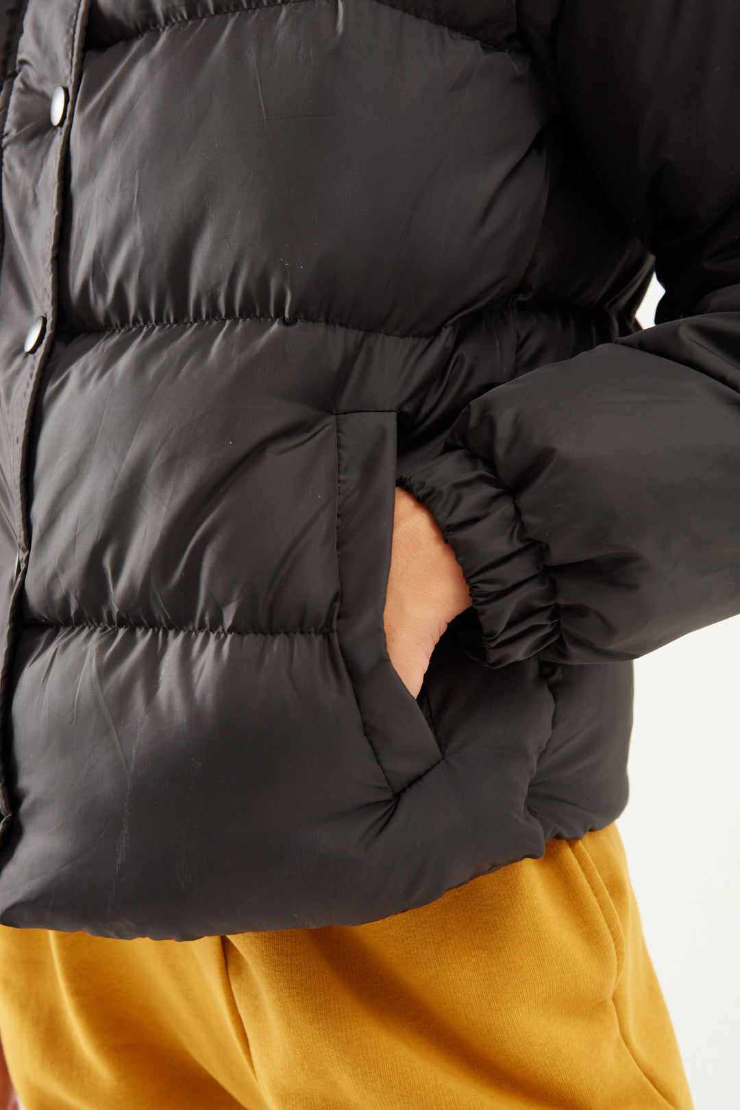 Kısa Şişme Mont Siyah