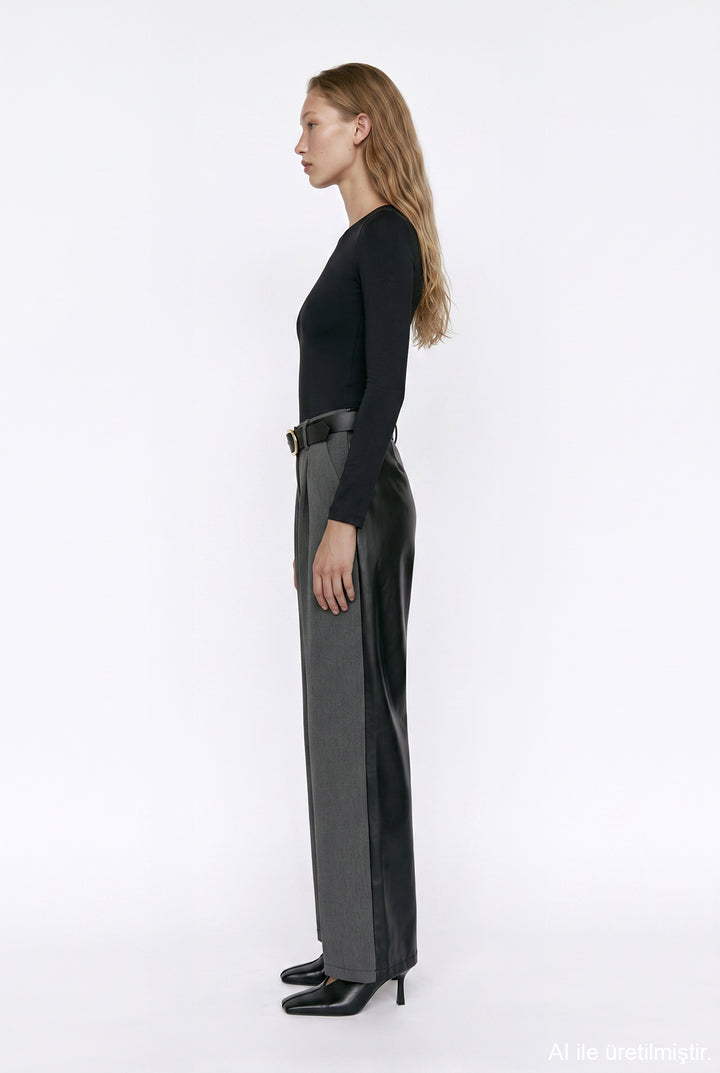 Bisiklet Yaka Basic Bodysuit Siyah