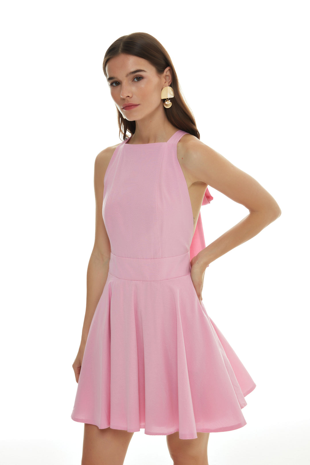 Low Back Pocket Mini Dress Pink