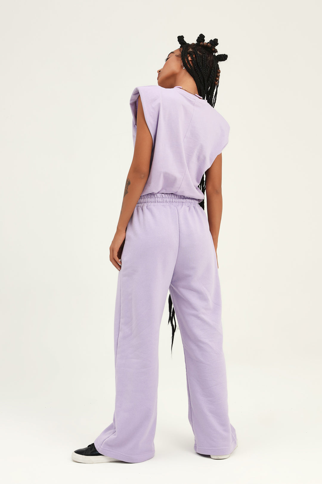Elastic Waist Wide Leg Tracksuit Lilac