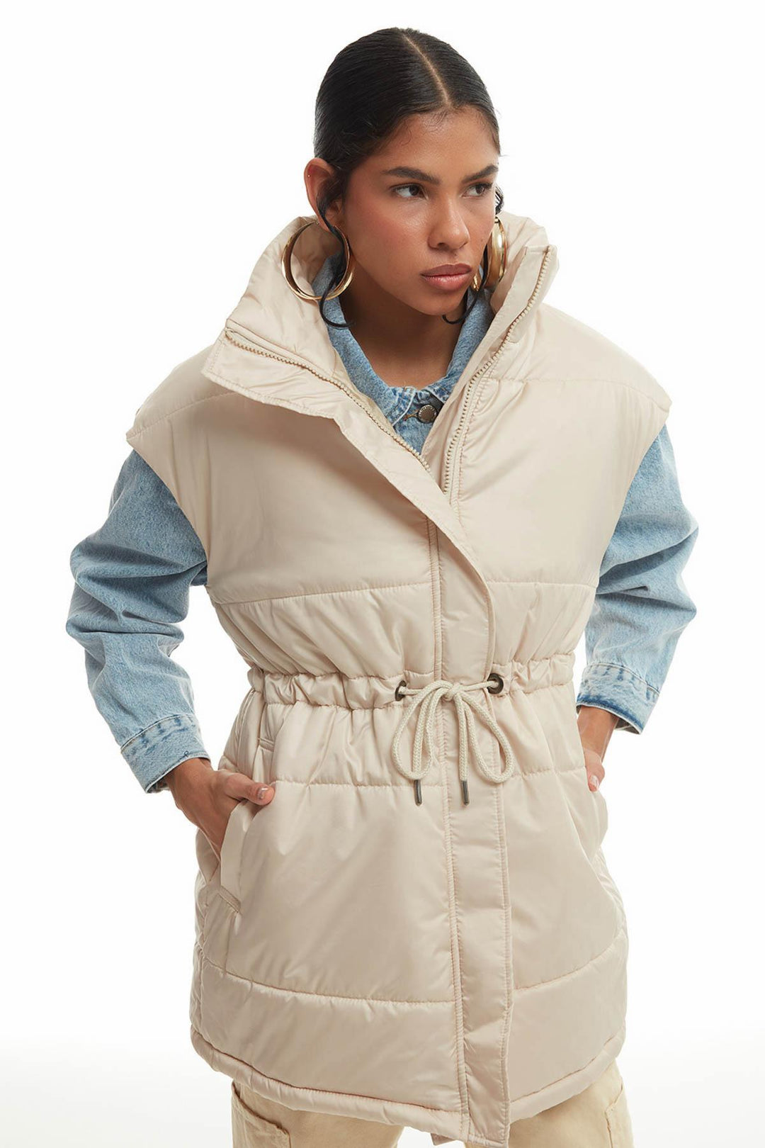 Oversize Pocket Inflatable Vest Stone