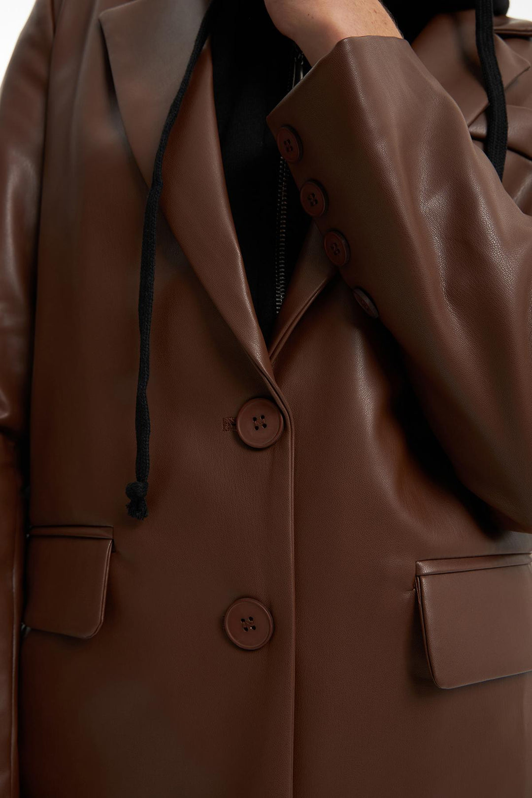 Blazer Deri Ceket Kahverengi