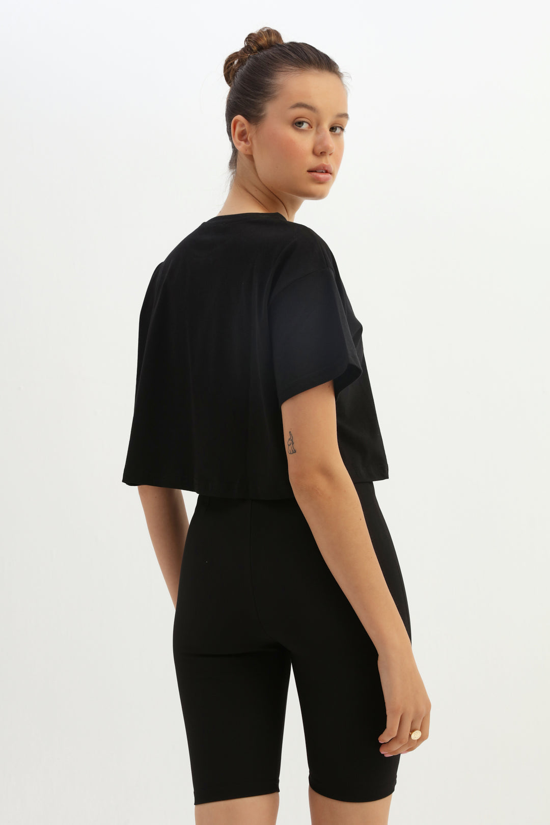 Dokulu Biker Tayt Siyah