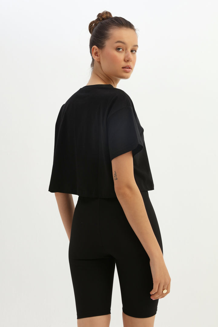 Dokulu Biker Tayt Siyah