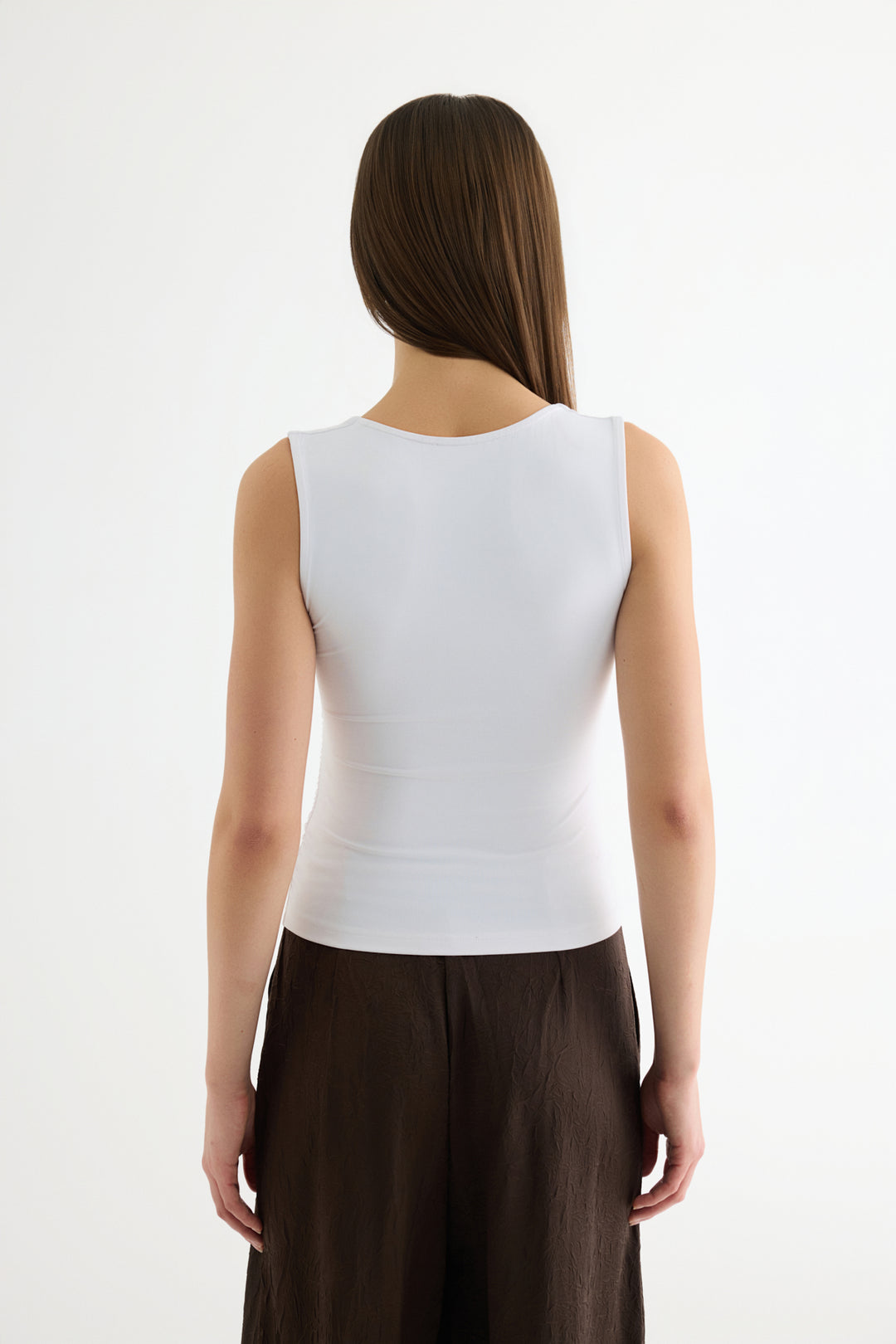 Büzgülü Kolsuz Bluz Ekru