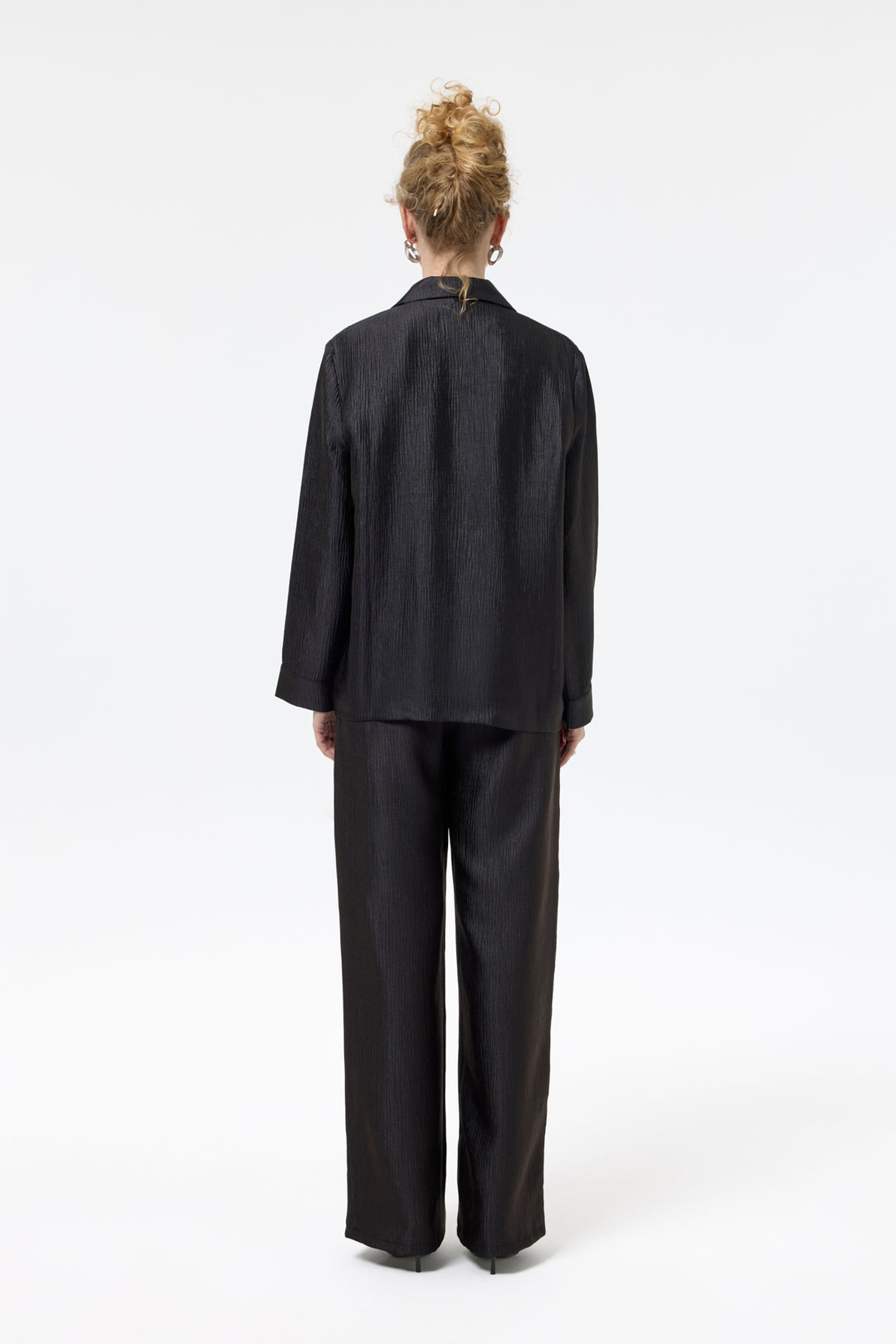 Dokulu Oversize Blazer Ceket Siyah
