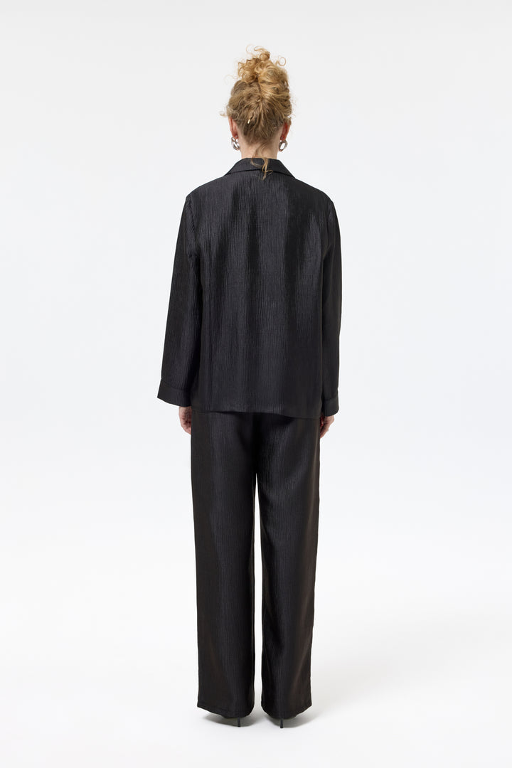 Dokulu Oversize Blazer Ceket Siyah