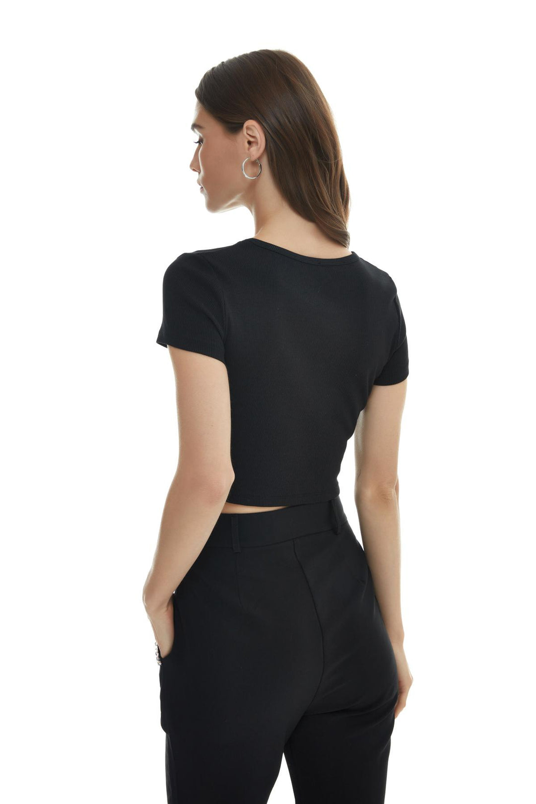 Stone Accessory Crop T-Shirt Black