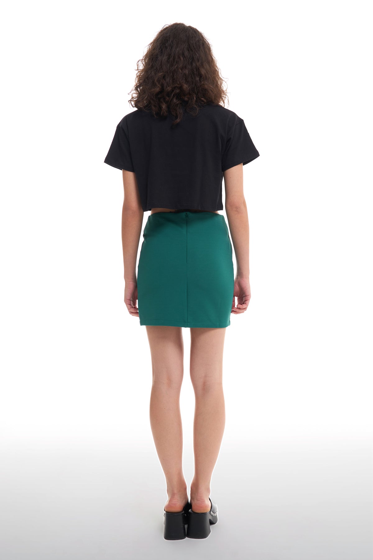 Knitted Mini Skirt Dark Green