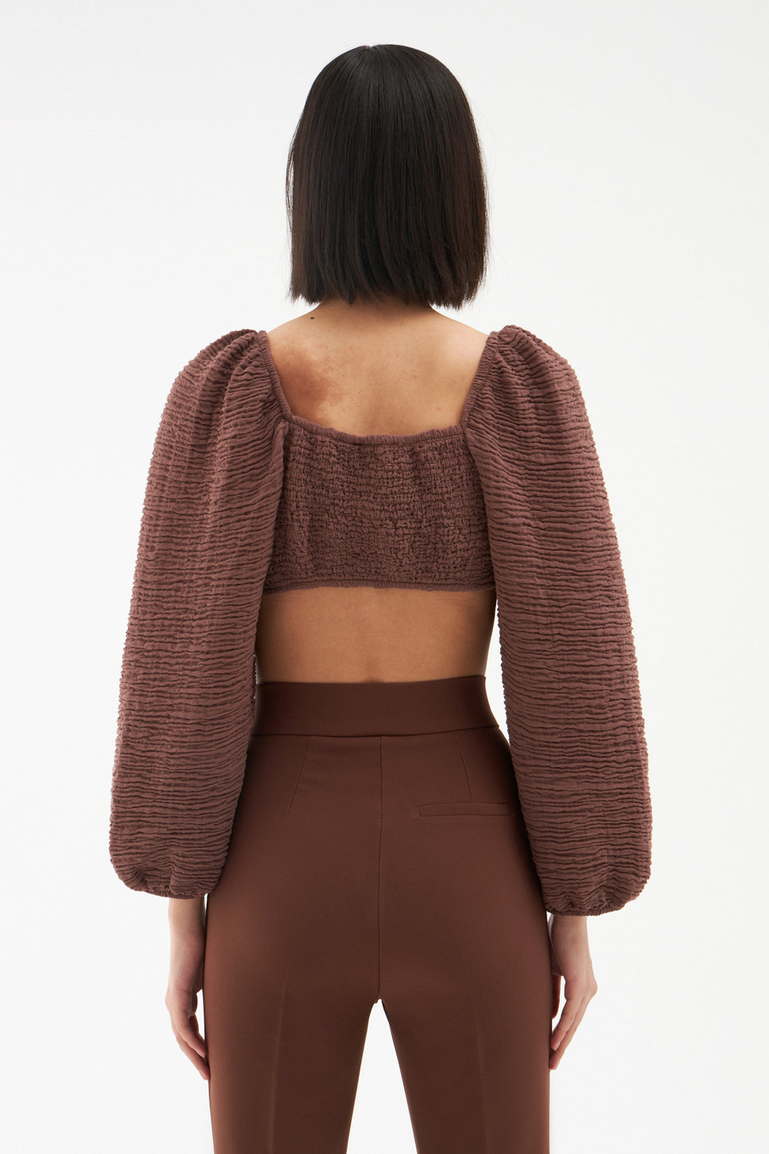 Tie Front Gippie Blouse Brown