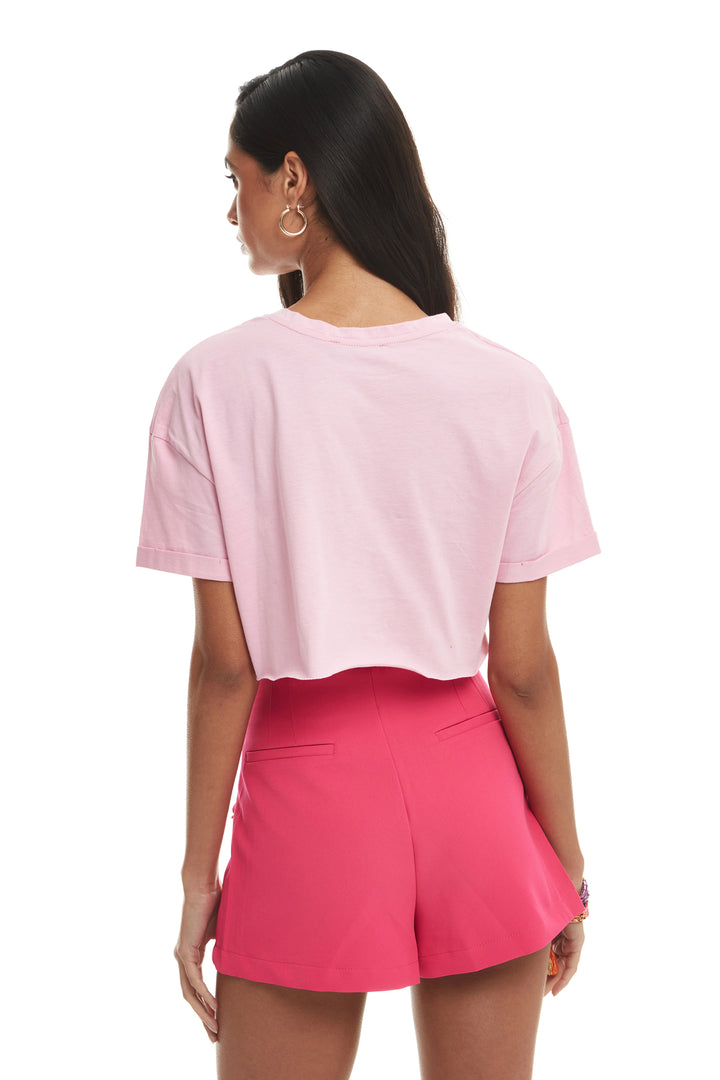 Bağlama Detaylı Şort Etek Fuşya