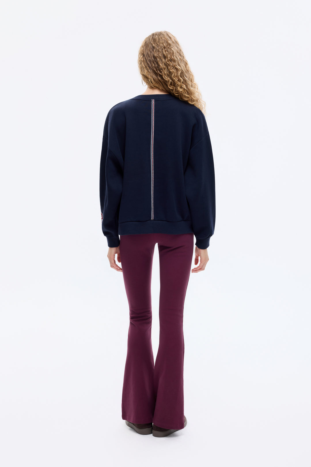 Yazı Baskılı Nakış İşlemeli Oversize Sweatshirt Lacivert
