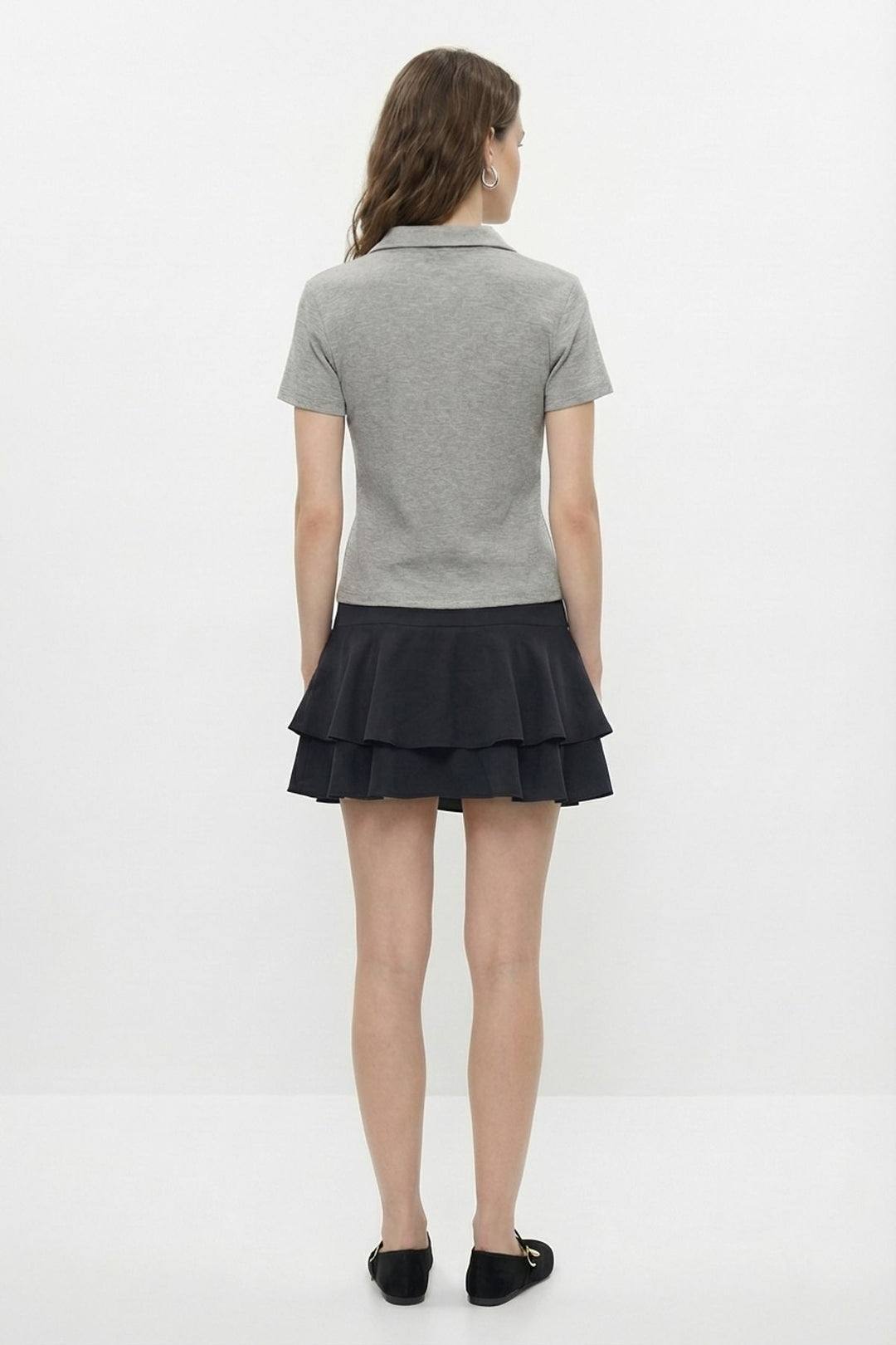 Fermuarlı Baskılı Polo Yaka Tişört Grimelanj