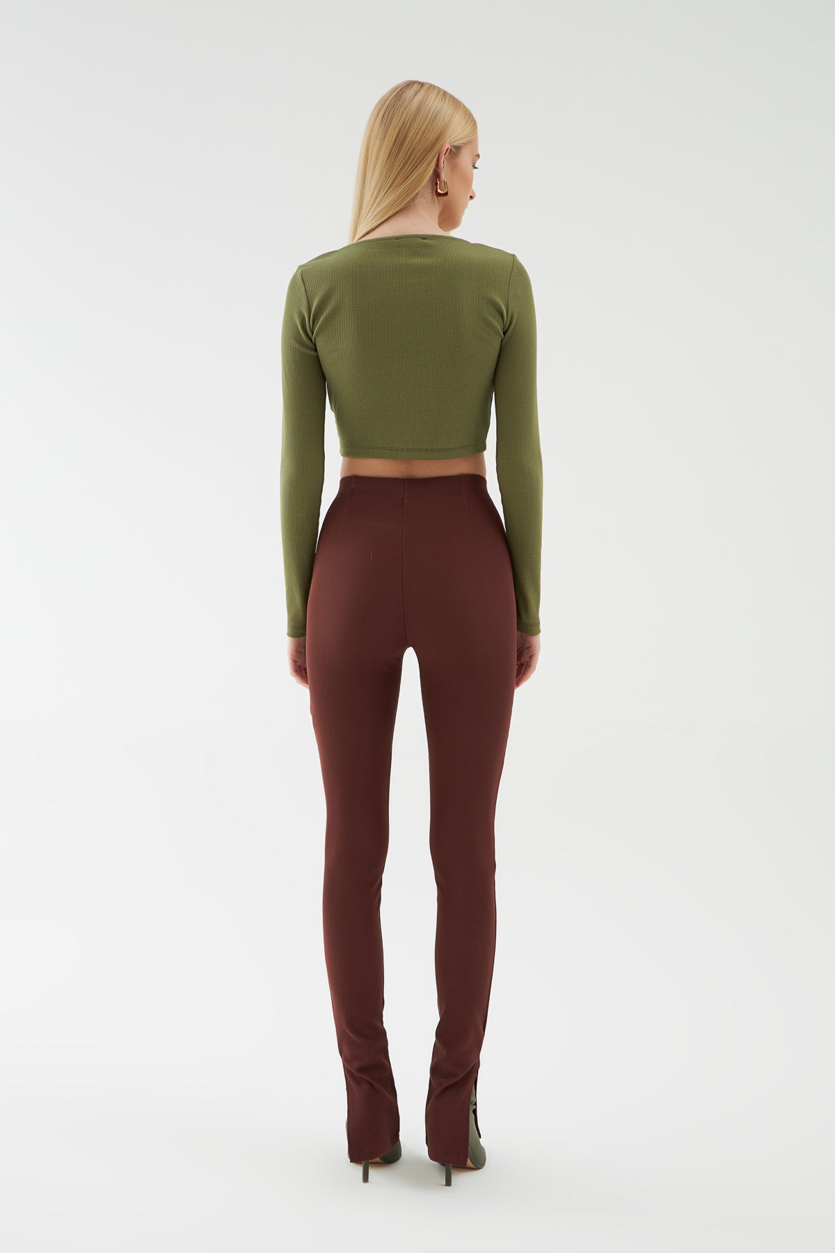 Side Slit Trousers Brown