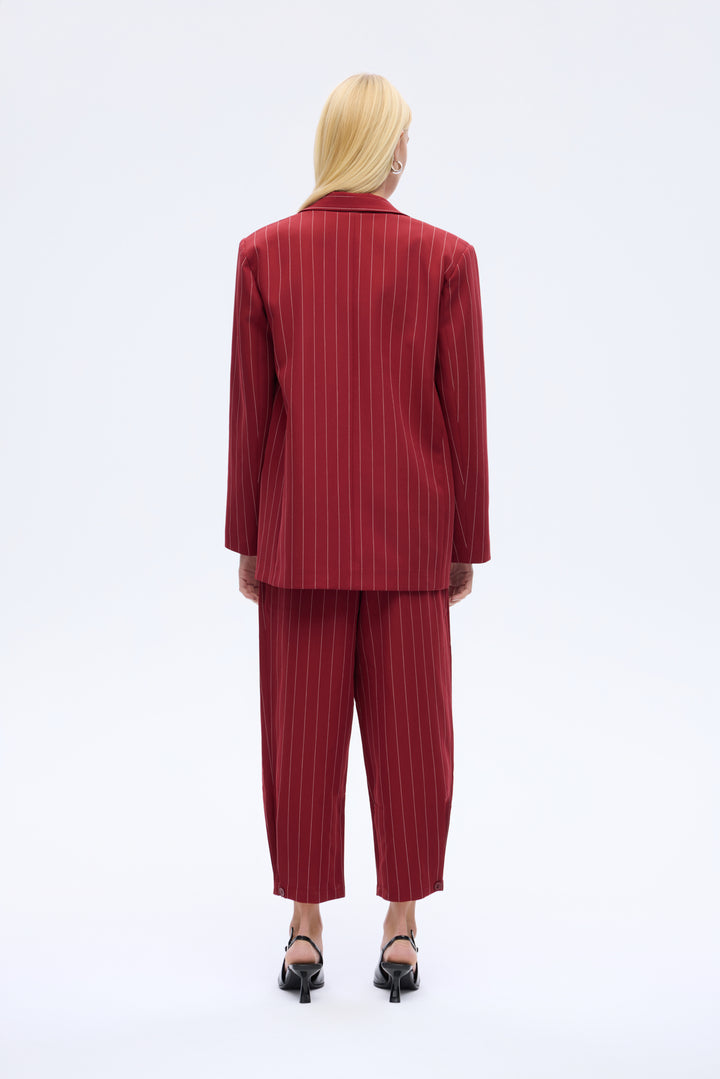 Çizgi Detaylı Blazer Ceket Bordo
