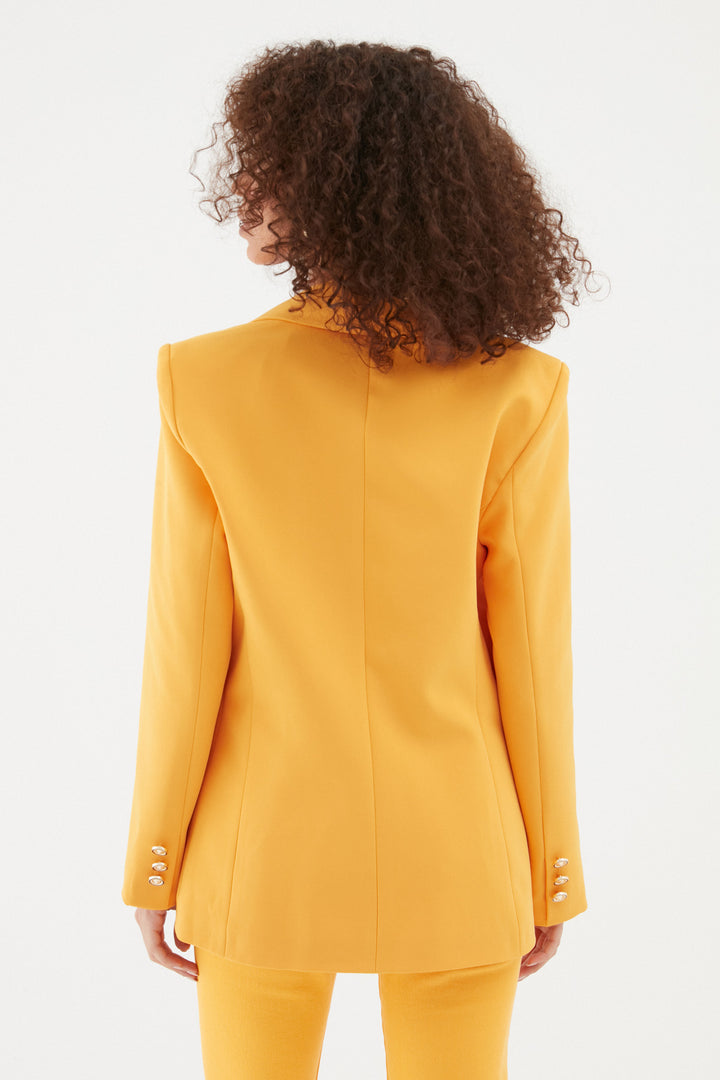 Düğme Detaylı Blazer Ceket Turuncu